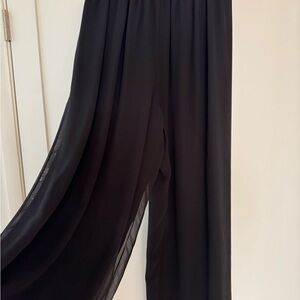 Elegant black women's chiffon wide leg palazzo pants